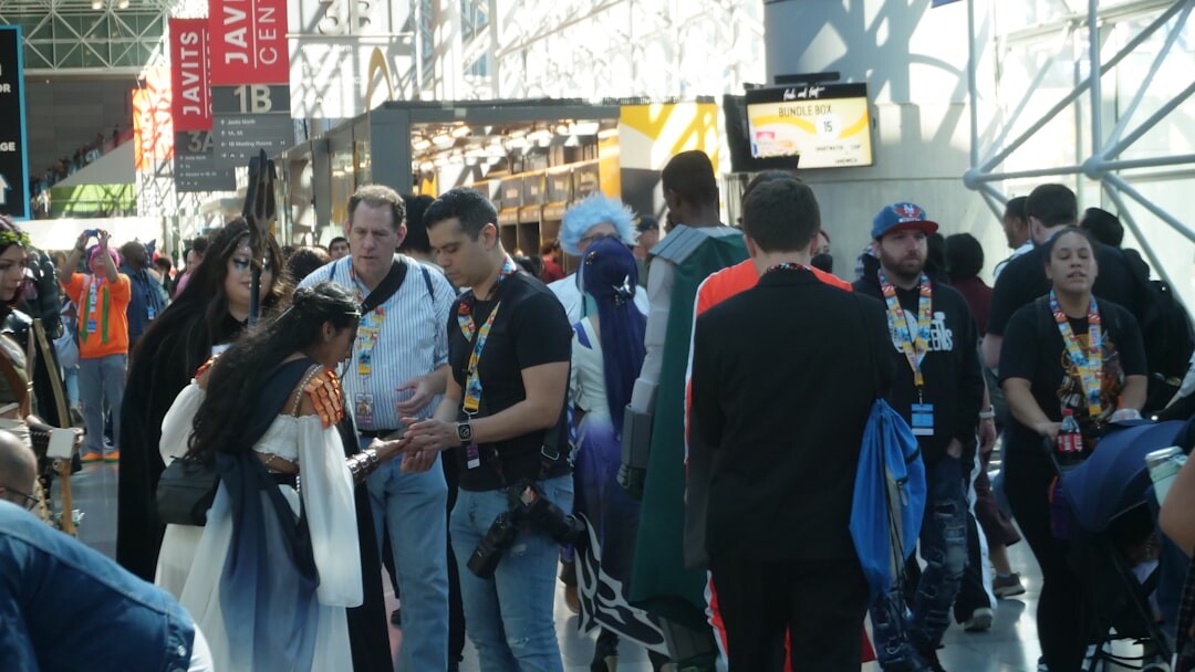 Professionals networking and talking at a business conference